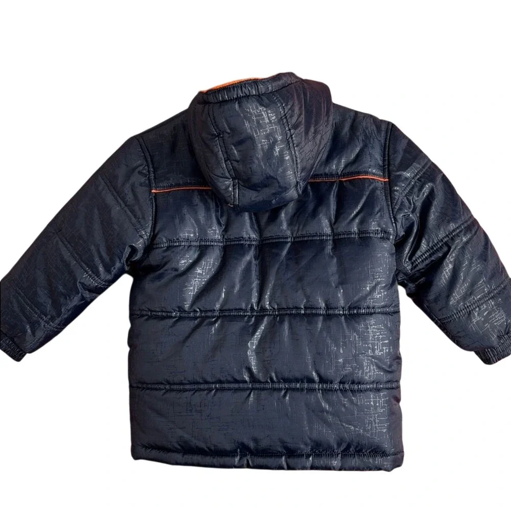 NIKE Little Boys Blue‎ Orange Patterned Blue Orange Hooded Puffer Coat Size 5